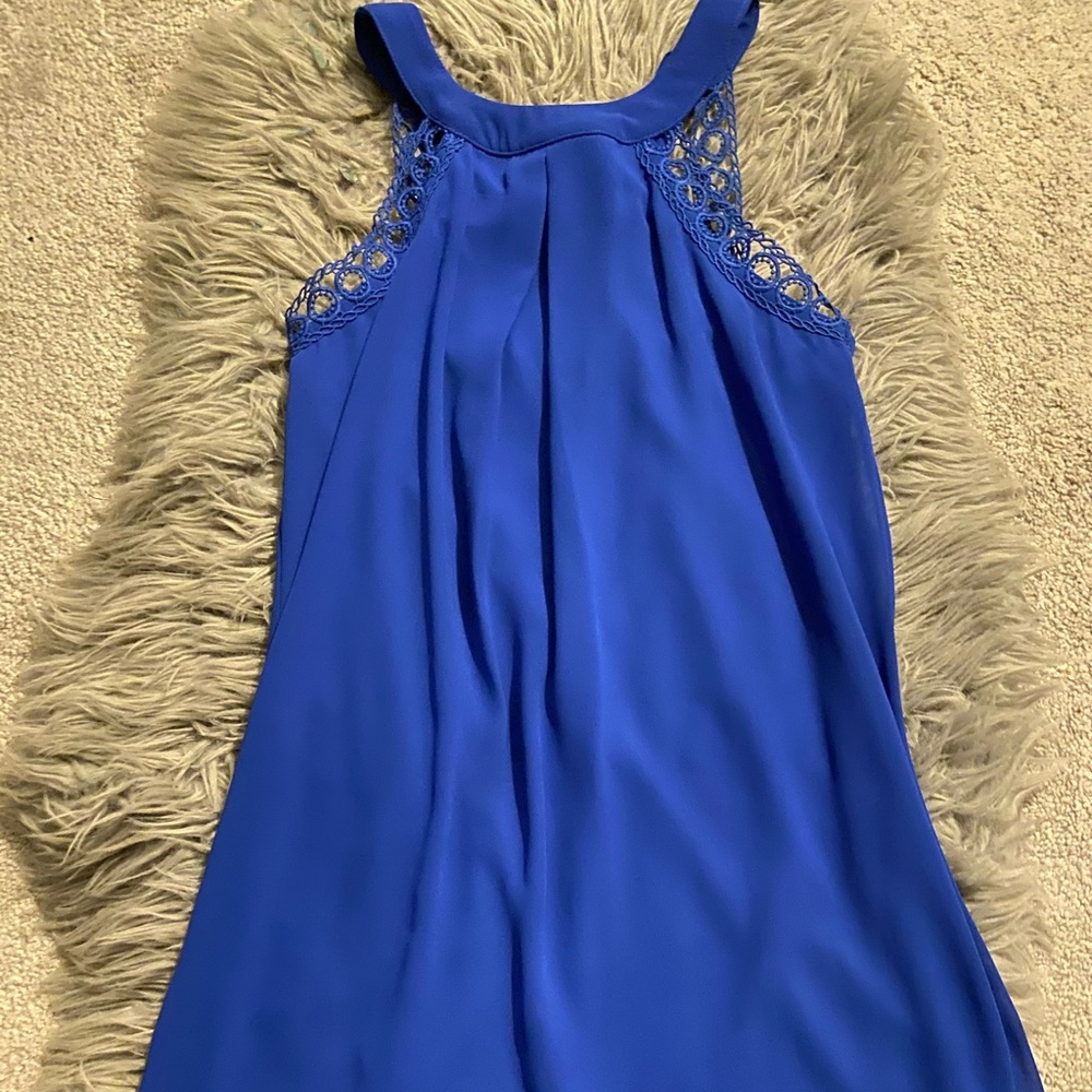 Cobalt Blue High Neck dress with crochet detailing